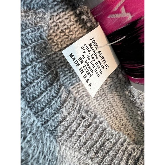 NWT Adele‎ Knitwear Sweater Large Teddy Bears Heart Acrylic USA 80s Vintage Gray - Picture 6 of 10